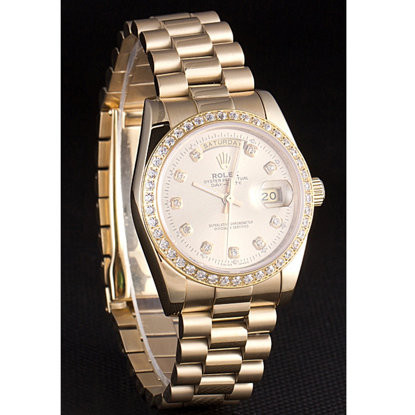 Aaa fake watches Dial Day-Date Rolex Gold Gold Yellow 18k Stainless Steel Plated 0730